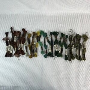 DMC 25 Embroidery Floss Lot Earth Tones Green Brown 100%Cotton Thread 25+ Skeins
